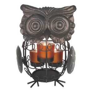 Harvest Owl Metal Tealight Candleholder